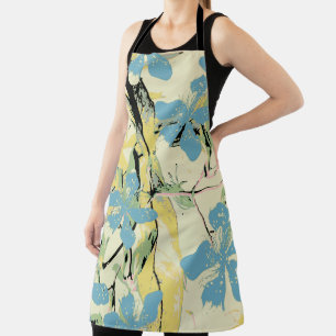 Hawaii Flowers Blue and Yellow Apron