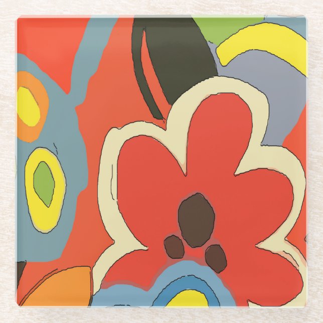 Hawaii Flowers  Glass Coaster (Front)