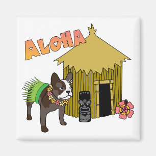 Hawaii French Bulldog Tiki Hula Magnets