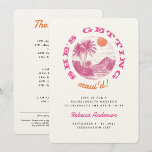 Hawaii Getting Maui'd Island Wedding Bachelorette Invitation