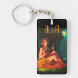 Hawaii Girl with Ukulele Key Ring