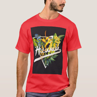 Hawaii graphic slogan with tropical flower T-Shirt