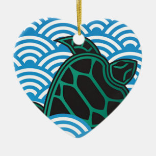 Hawaii Green Sea Turtle Ceramic Tree Decoration