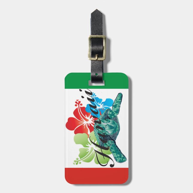 Hawaii Green Sea Turtle Luggage Tag (Front Vertical)