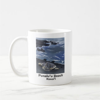 Hawaii Green Sea Turtle on Black Sand Beach Coffe Coffee Mug