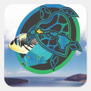 Hawaii Green Sea Turtle Square Sticker