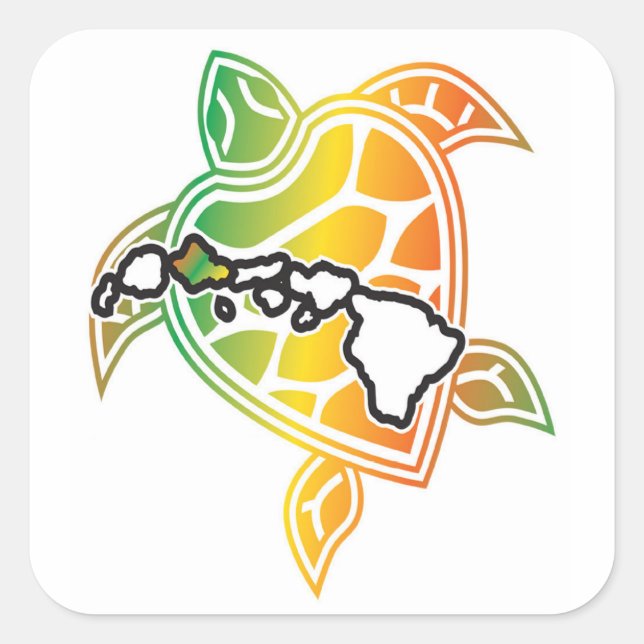 Hawaii Green Sea Turtle Square Sticker (Front)