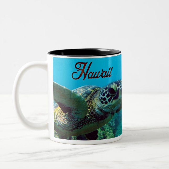 Hawaii Green Sea Turtle Two-Tone Coffee Mug (Left)