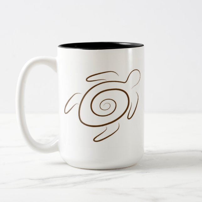 Hawaii Green Sea Turtle Two-Tone Coffee Mug (Left)