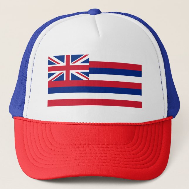 Hawaii, Hawaiian Aloha Paradise State Flag Trucker Hat (Front)