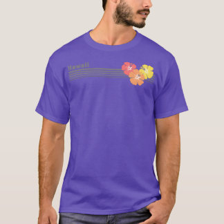 Hawaii Hawaiian Hibiscus Stripes Tropical Flowers T-Shirt