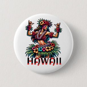 Hawaii Hawaiian Hula Dancer 6 Cm Round Badge