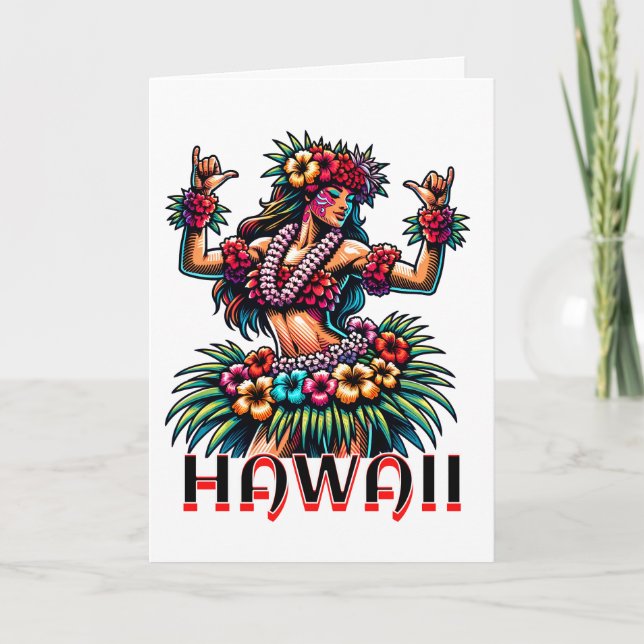 Hawaii | Hawaiian Hula Dancer | Saying Hi Card (Front)