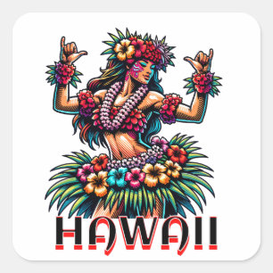 Hawaii   Hawaiian Hula Dancer  Square Sticker