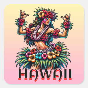 Hawaii   Hawaiian Hula Dancer   Square Sticker