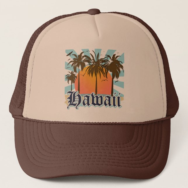 Hawaii Hawaiian Islands Sourvenir Trucker Hat (Front)