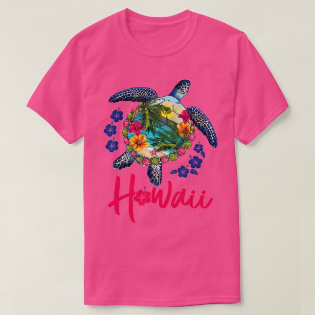 Hawaii Hawaiian Sea Turtle  Hibiscus Summer Vacati T-Shirt (Design Front)