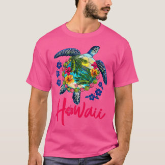 Hawaii Hawaiian Sea Turtle  Hibiscus Summer Vacati T-Shirt