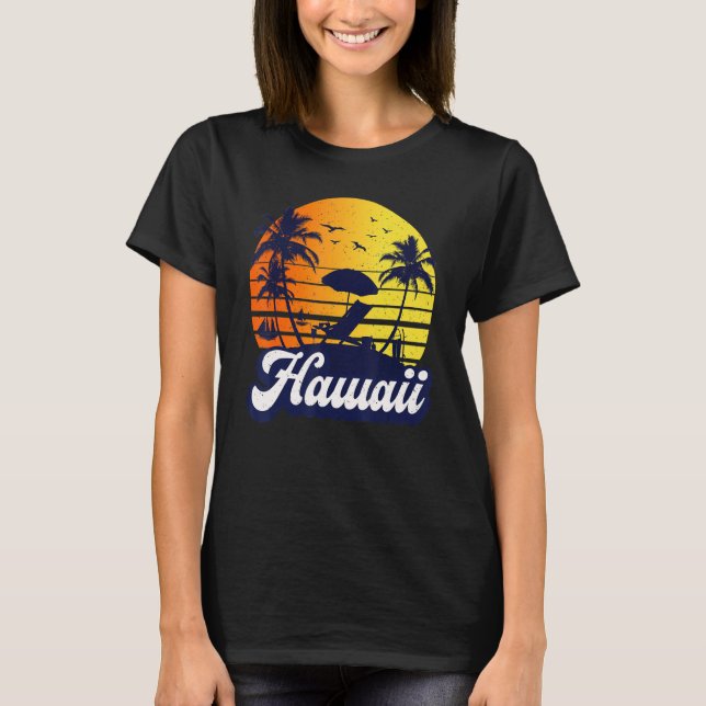 Hawaii Hawaiian Sunset Beach Retro T-Shirt (Front)