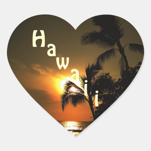Hawaii Heart Heart Sticker (Front)