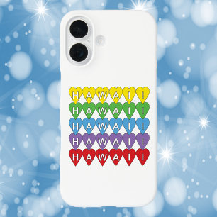 Hawaii Hearts Pattern Rainbow iPhone 16 Case