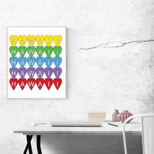 Hawaii Hearts Rainbow Poster