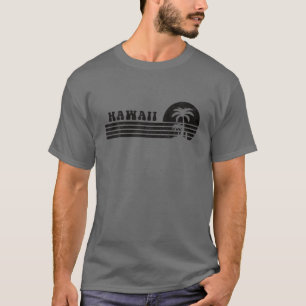 Hawaii HI Hawaiian Island Palm Tree Surfboard Retr T-Shirt