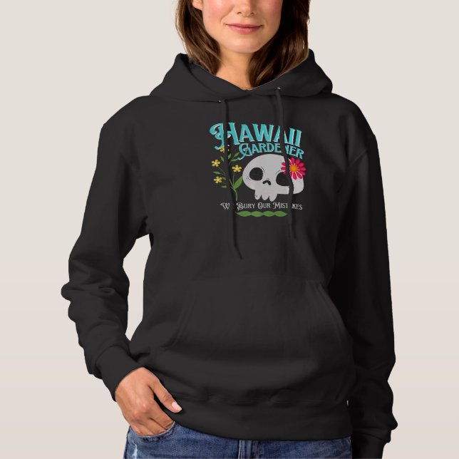 Hawaii HI State Rebellious Gardener Cute Skull Flo Hoodie (Front)