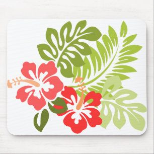 Hawaii Hibiscus Flora Floral Flowers Blossoms Mouse Mat