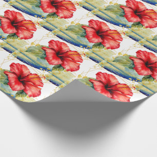Hawaii Hibiscus Flower Christmas themed Wrapping Paper
