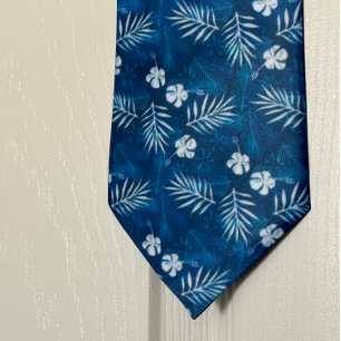 Hawaii Hibiscus Flower Tropical Palm Leaf Tie