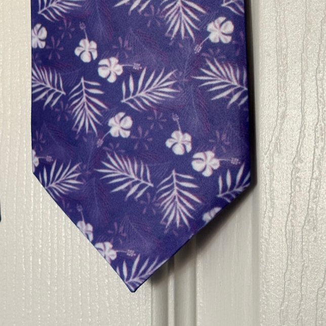 Hawaii Hibiscus Flower Tropical Palm Leaf Tie (Tropical Palm Leaf Hibiscus Men's Necktie is just as pictured in online photo, beautiful)