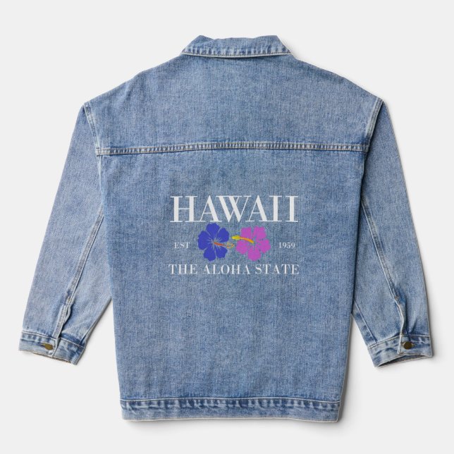 Hawaii Hibiscus Flowers  3  Denim Jacket (Back)