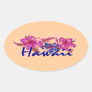 Hawaii hibiscus flowers peach stickers
