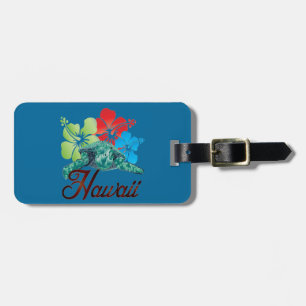 Hawaii Hibiscus Turtle Luggage Tag
