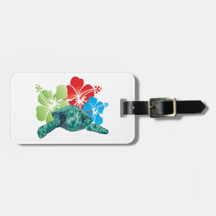 Hawaii Hibiscus Turtle Luggage Tag