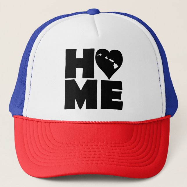 Hawaii Home Heart State Ball Cap Trucker Hat (Front)