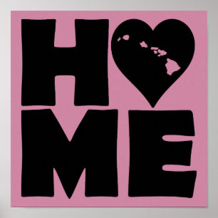 Hawaii Home Heart State Poster Sign