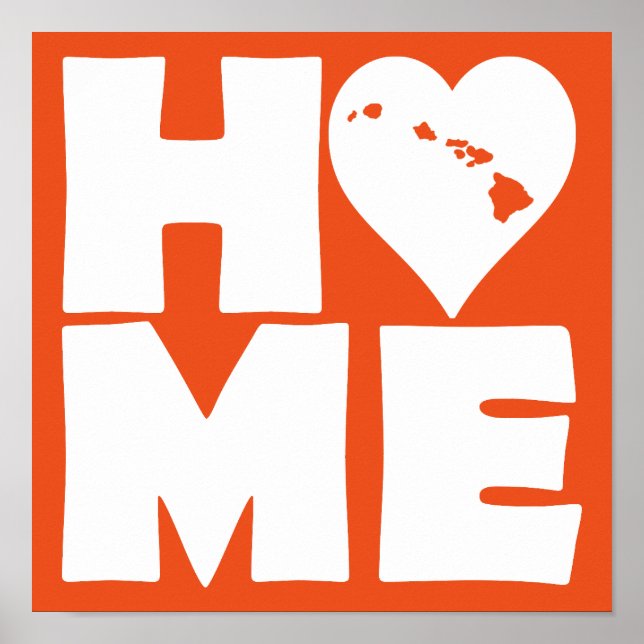 Hawaii Home Heart State Poster Sign (Front)