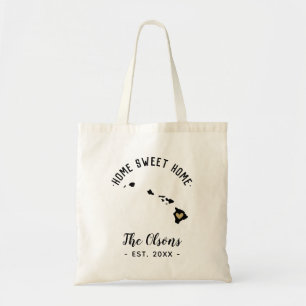 Hawaii Home Sweet Home Family Monogram Tote Bag
