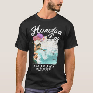 Hawaii Honolua Bay Maui Vintage Hawaiian Surfing  T-Shirt