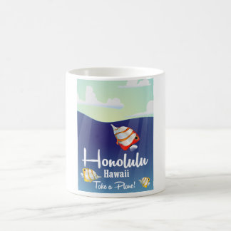 Hawaii, honolulu Cartoon travel poster. Coffee Mug