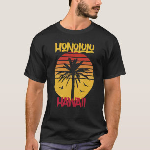 Hawaii Honolulu Palm trees Ocean Surfing T-Shirt