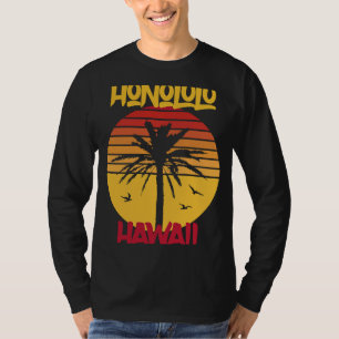 Hawaii Honolulu Palm trees Ocean Surfing T-Shirt