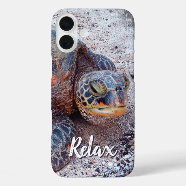 Hawaii Honu Sea Turtle Photo Relax Script Quote Case-Mate iPhone Case (Back)