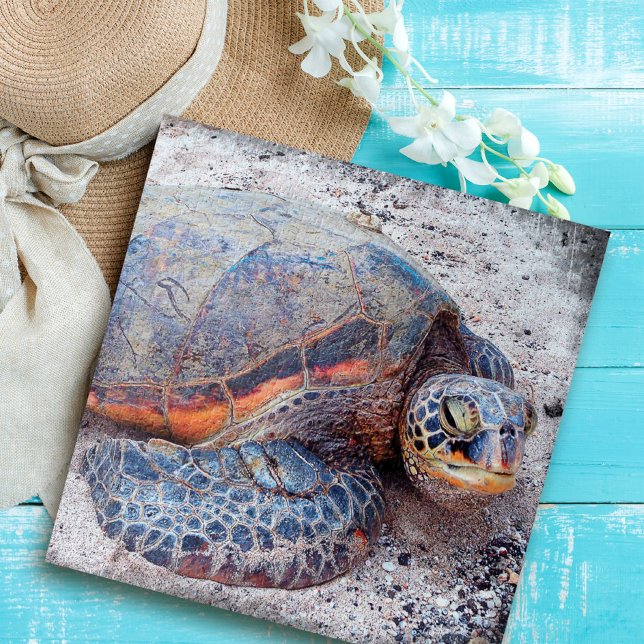 Hawaii Honu Sea Turtle Photo Stylish Colourful Jigsaw Puzzle (Creator Uploaded)