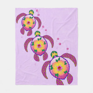 Hawaii Honu Sea Turtles Fleece Blanket