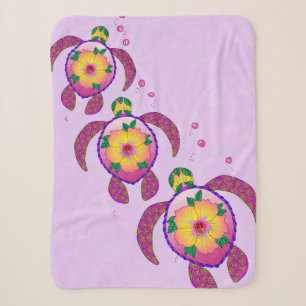 Hawaii Honu Sea Turtles Sherpa Blanket