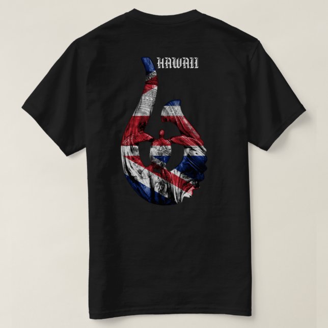 Hawaii Honu Tribal Hook HIFlag T-Shirt (Design Back)