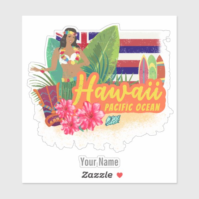 Hawaii Hula Dancer Retro Pacific Vintage Souvenir (Sheet)